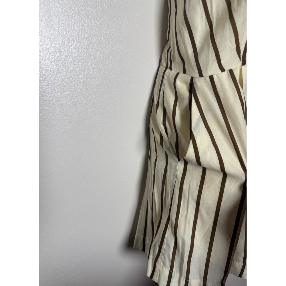 Line and Dot Macario V-Neck Romper Cream Brown Open Back Resort Collection Sz S - Picture 8 of 11